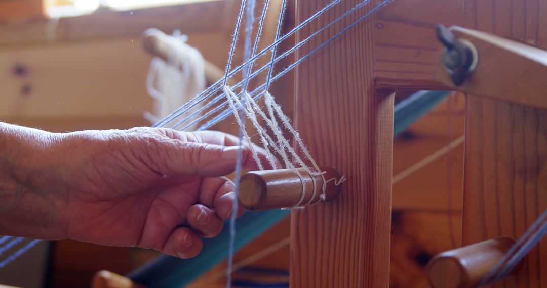 Hand Weaving with Wooden Loom in Artisan Workshop - Free Images, Stock Photos and Pictures on Pikwizard.com