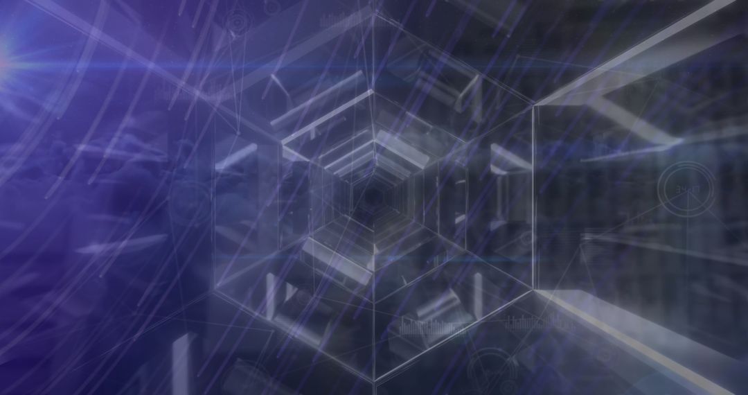 Digital Tunnel and Cityscape Illustrating Data Connectivity