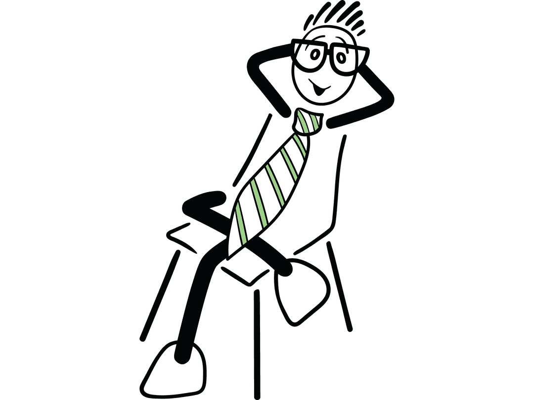 Relaxed Cartoon Business Character with Tie on Transparent Background