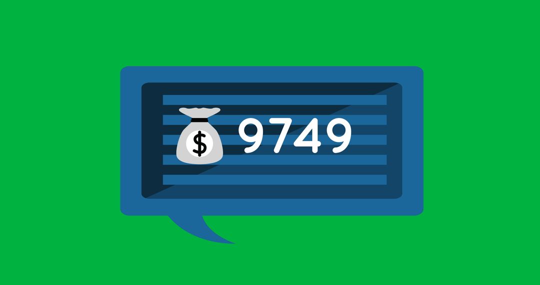 Digital Currency Message Notification Icon on Green Background