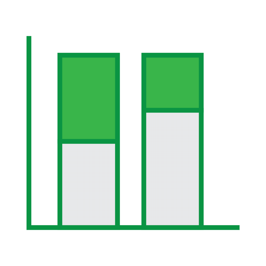 Transparent Green Bar Graph on White Background