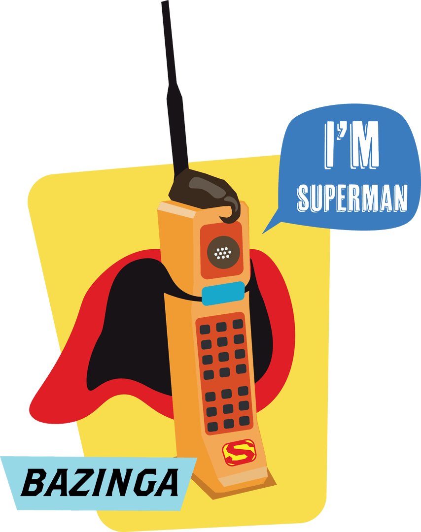 Retro Phone Dressed as Superman Transparent Background