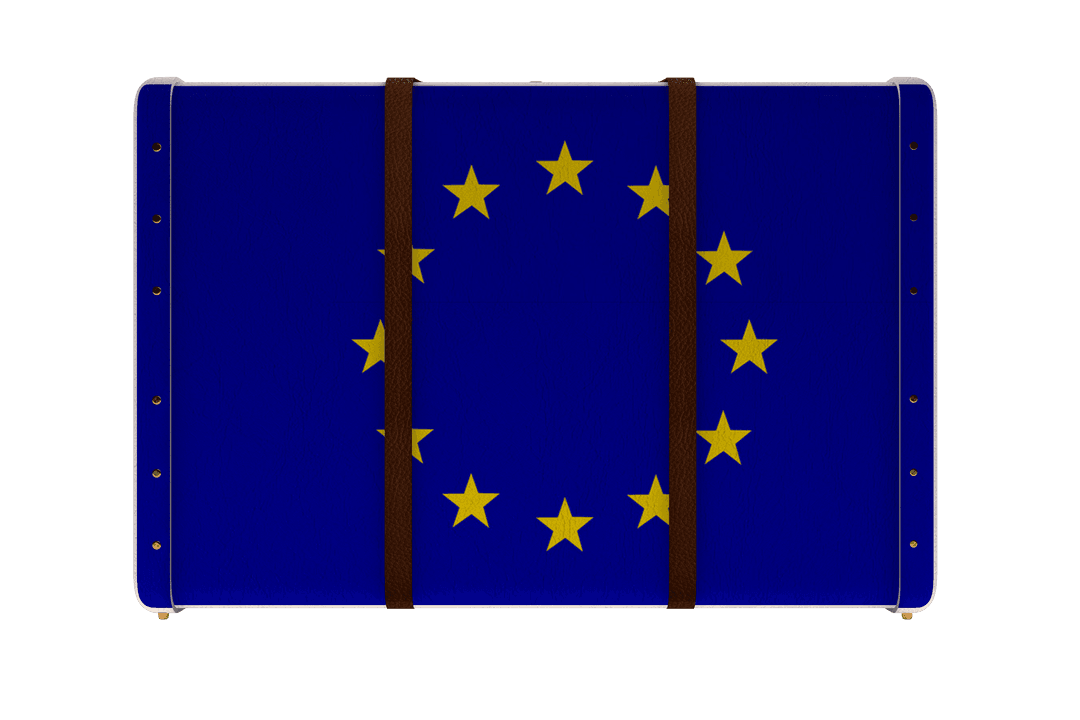 European Union Flag on Transparent Suitcase Icon