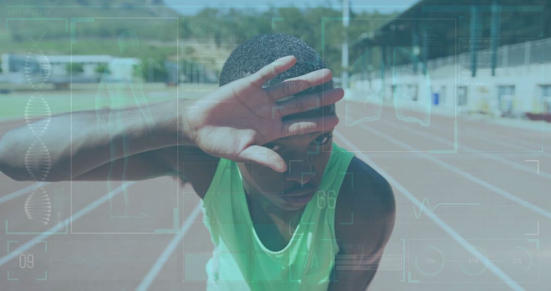 Athlete on Track Overlaid with Digital Technology and Bioinformatics