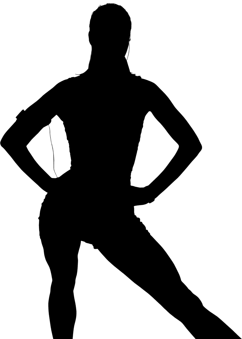 Dynamic Female Runner Silhouette on Transparent Background