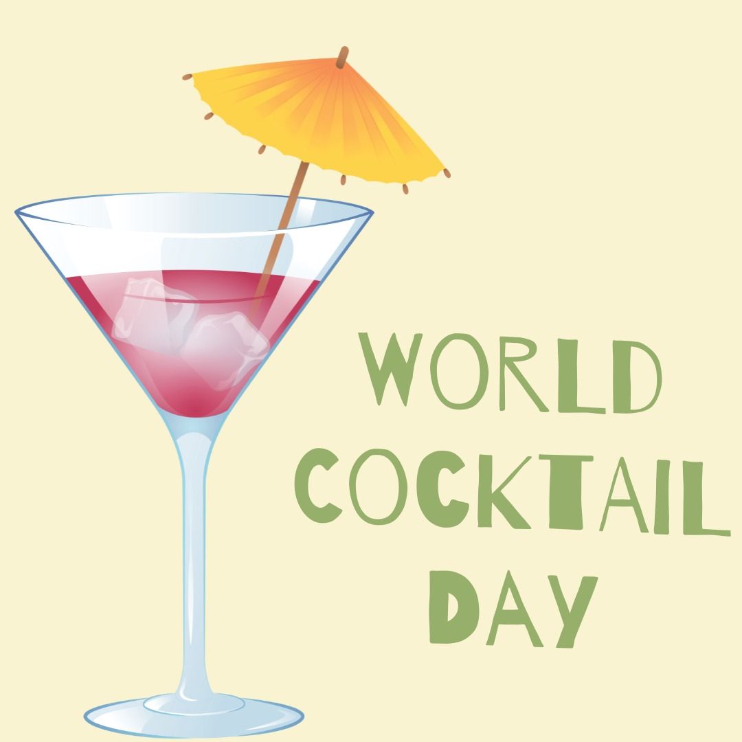 World cocktail day text banner with cocktail glass icon against yellow background - Free Images, Stock Photos and Pictures on Pikwizard.com