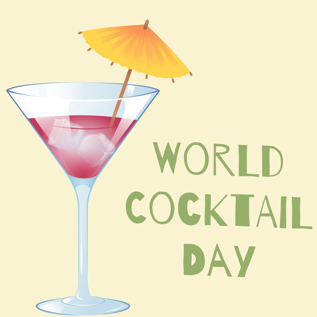 World Cocktail Day Banner with Cocktail Glass and Parasol - Free Images, Stock Photos and Pictures on Pikwizard.com