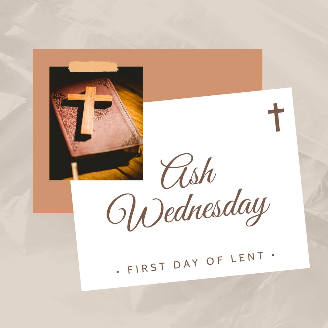 Ash Wednesday Religion Concept with Cross and Bible