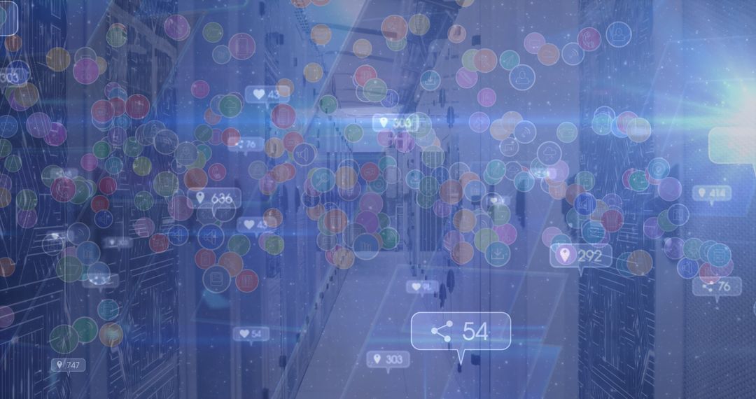 Digital Interface Overlay with Holographic Social Media Icons