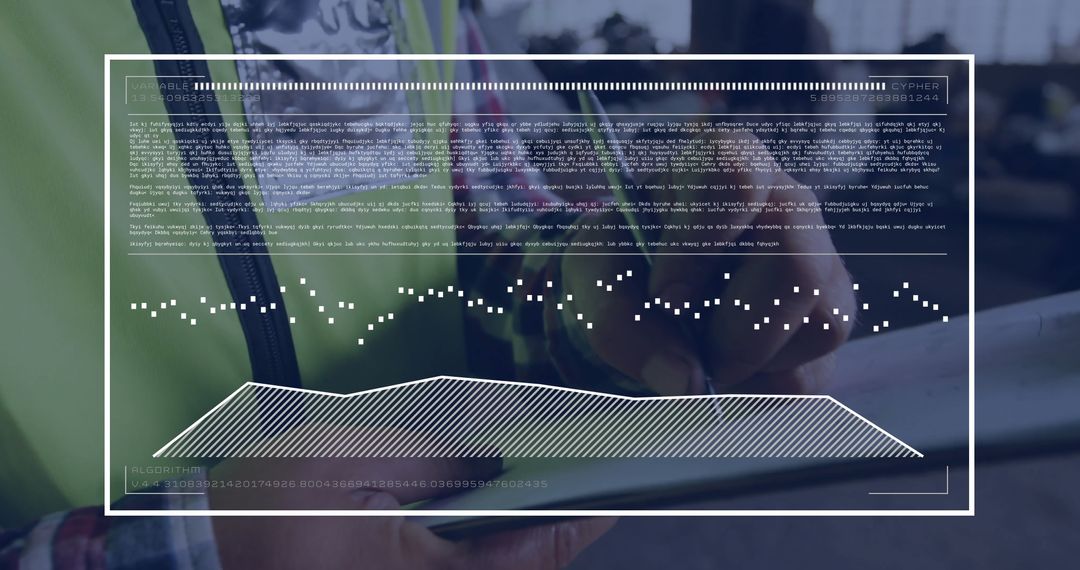 Technician Using Tablet with Futuristic Data Interface in Warehouse