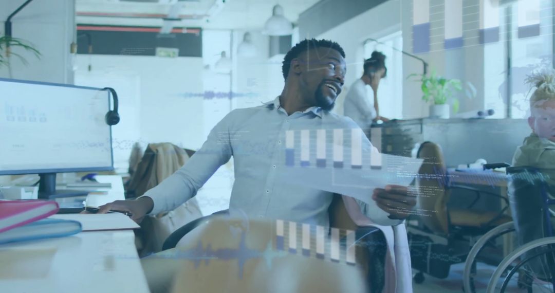 Diverse Colleagues Engaged in Digital Data Analysis in Modern Office