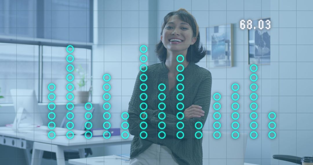 Businesswoman Interacting with Digital Data Analytics Interface