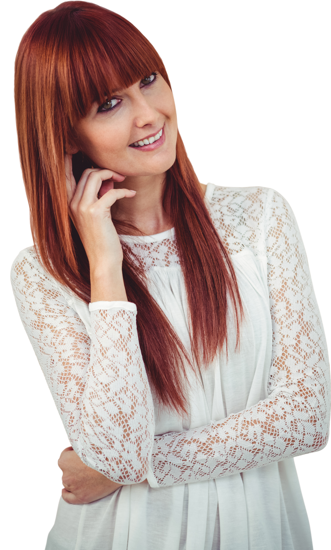 Smiling Hipster Woman with Red Hair Looking at Camera Transparent Background - Download Free Stock Images Pikwizard.com