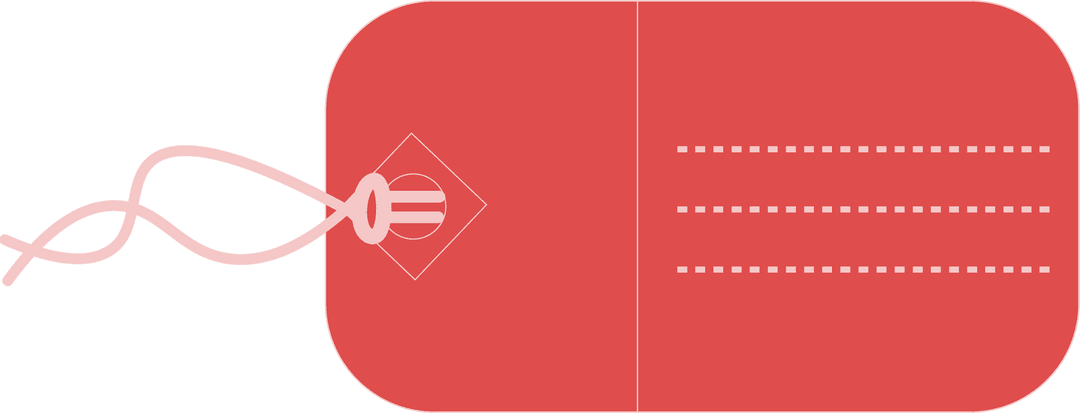 Red gift label illustration on transparent background