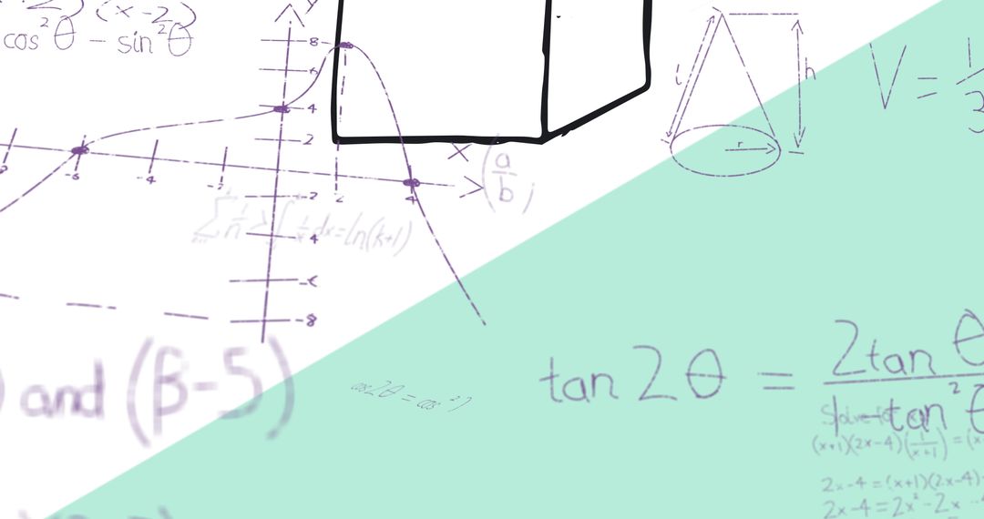 Mathematical Equations and Graphs on Abstract Background