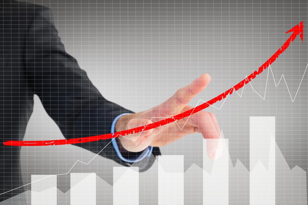 Businessman Pointing at Rising Financial Graph Growth Concept - Free Images, Stock Photos and Pictures on Pikwizard.com