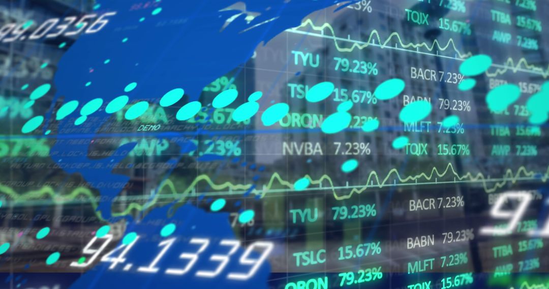 Global Stock Market Data with World Map Overlay
