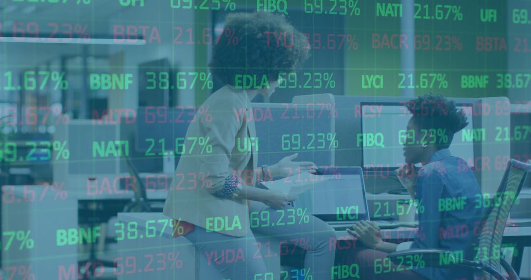 Diverse Business Team Discussing Stock Market Trends