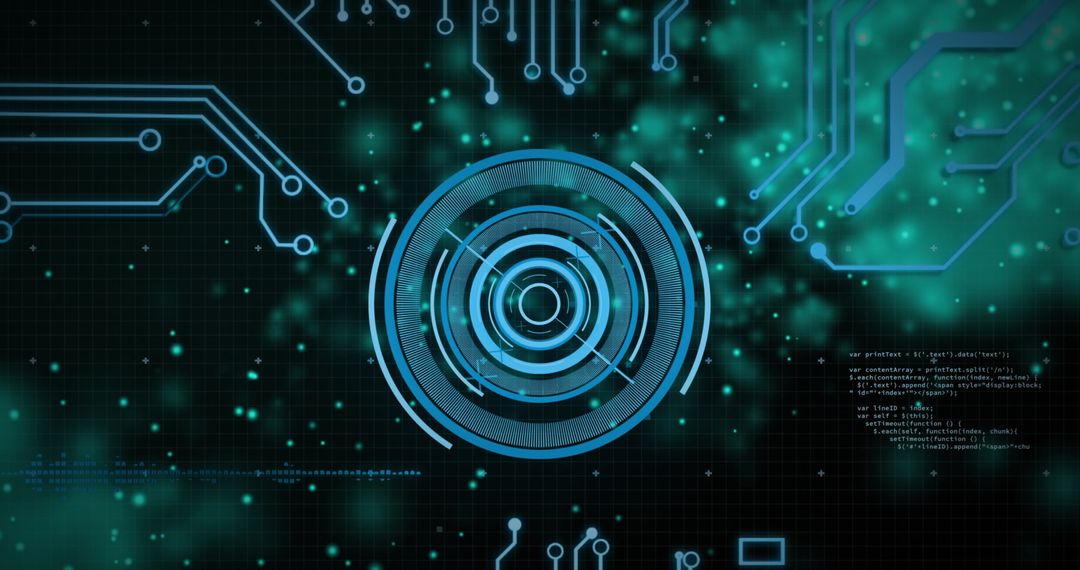 Futuristic Digital Interface Blue Circular Scanner