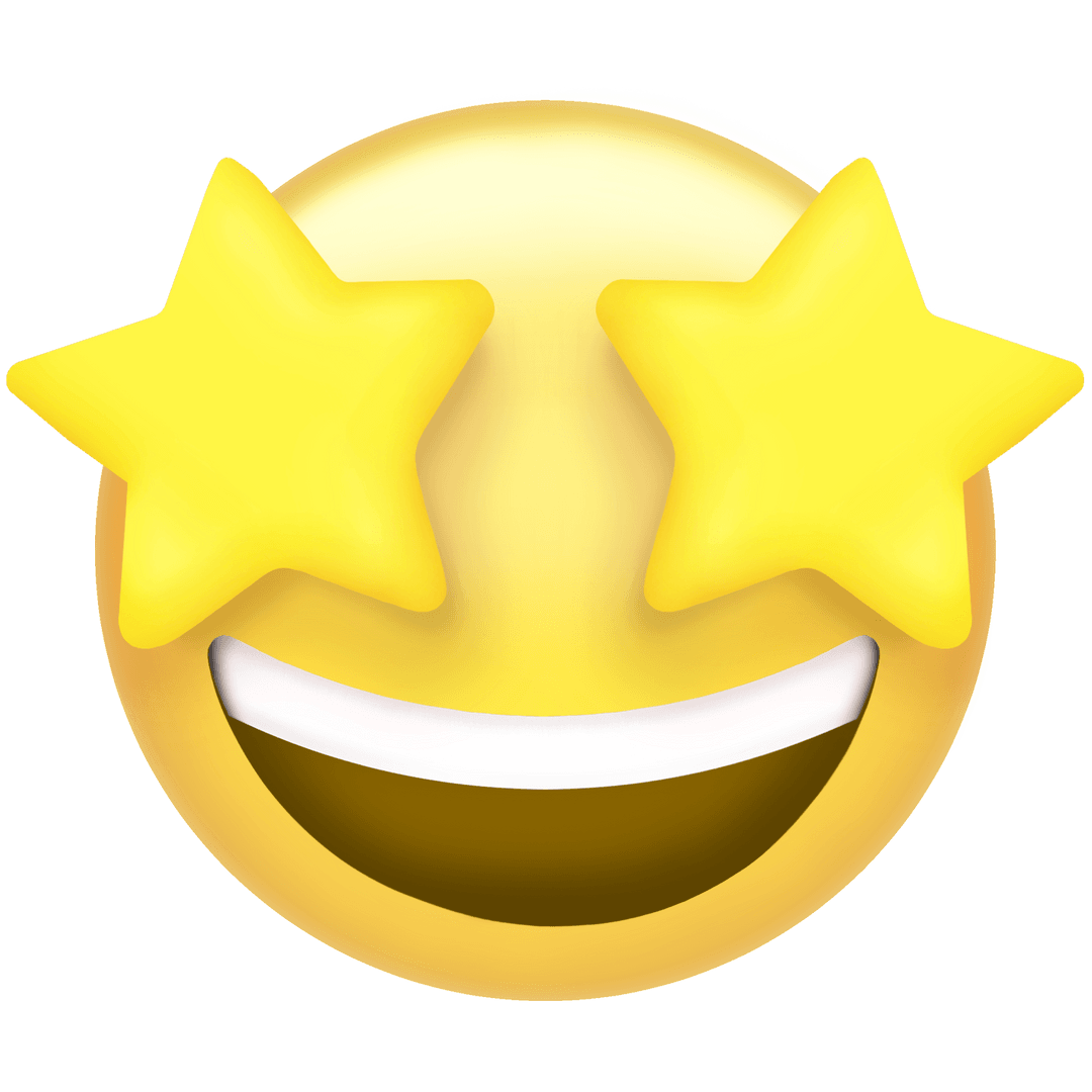 Star Eye Emoji Showing Happiness on Transparent Background