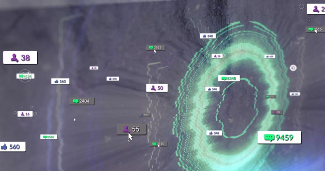 Digital Interface with Social Media Interaction Metrics and Scanning Elements