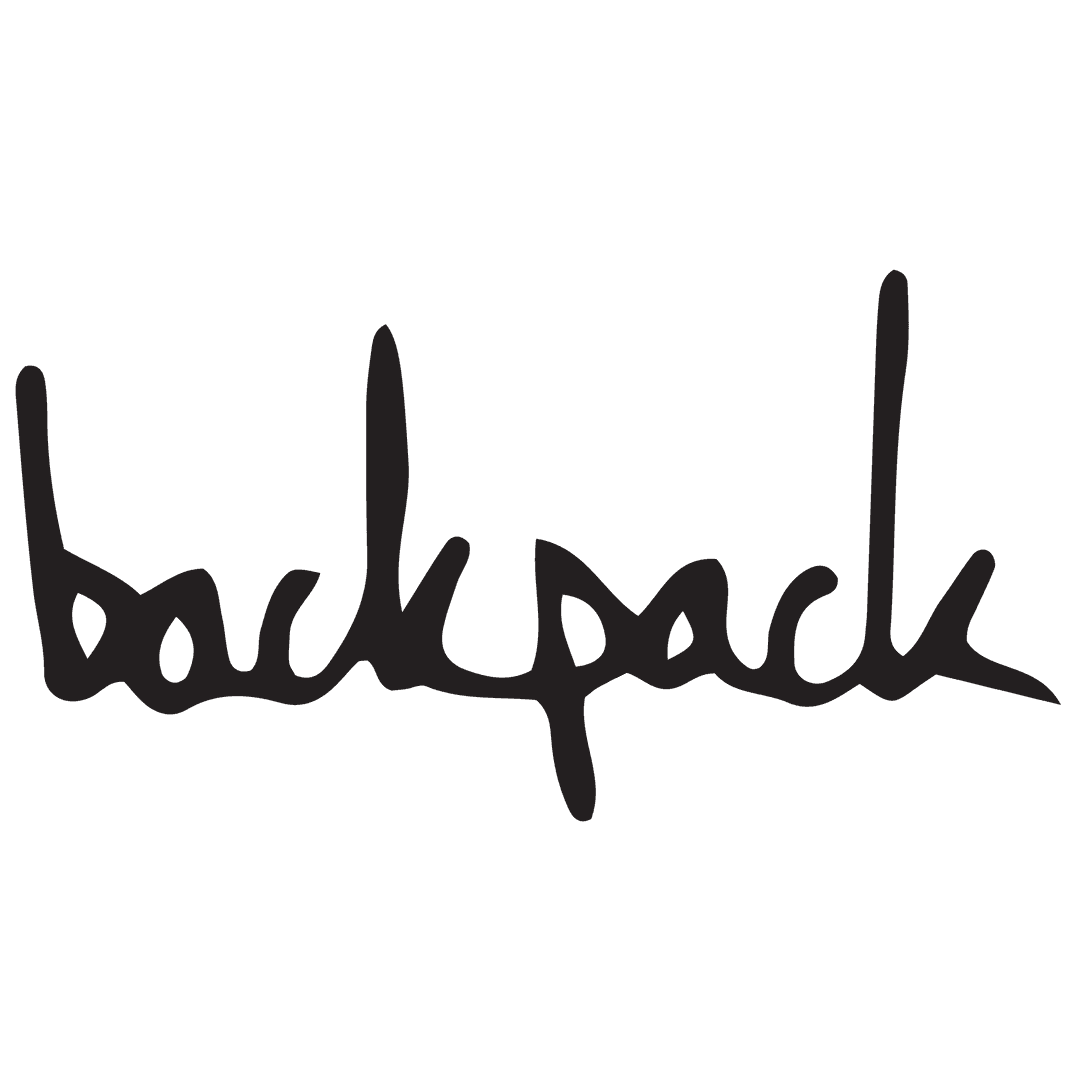 Artistic Backpack Calligraphy on Transparent Background