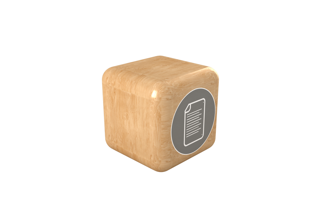 Computer-Generated Paper Symbol on Transparent Wooden-Look Cube - Download Free Stock Images Pikwizard.com