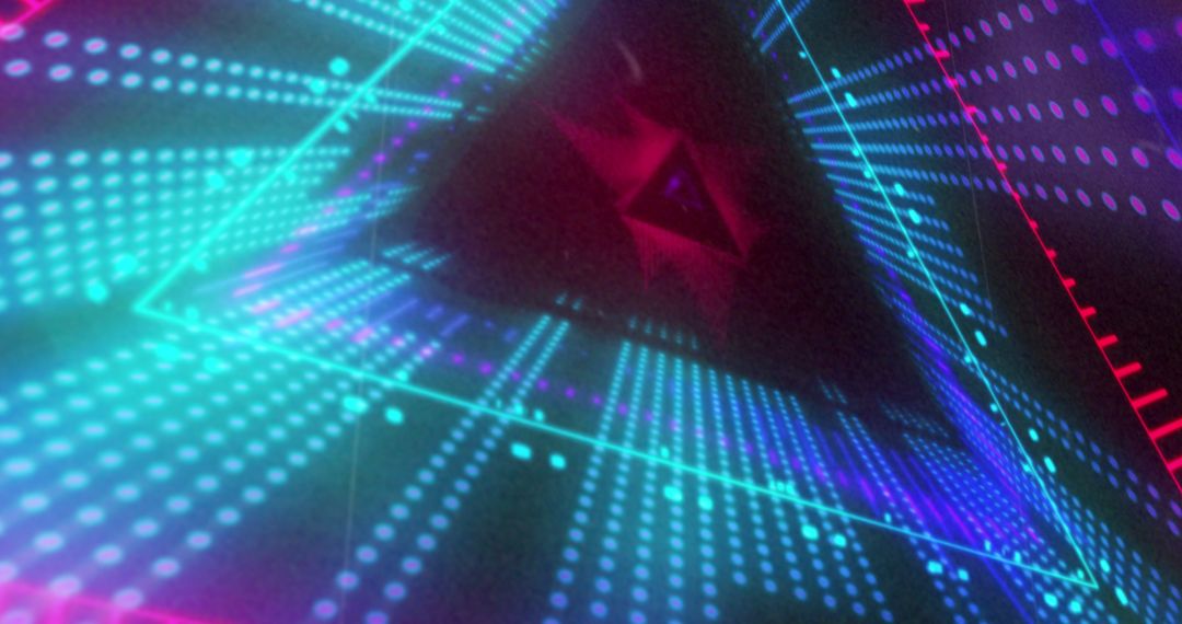 Futuristic Neon Triangular Light Display in Motion