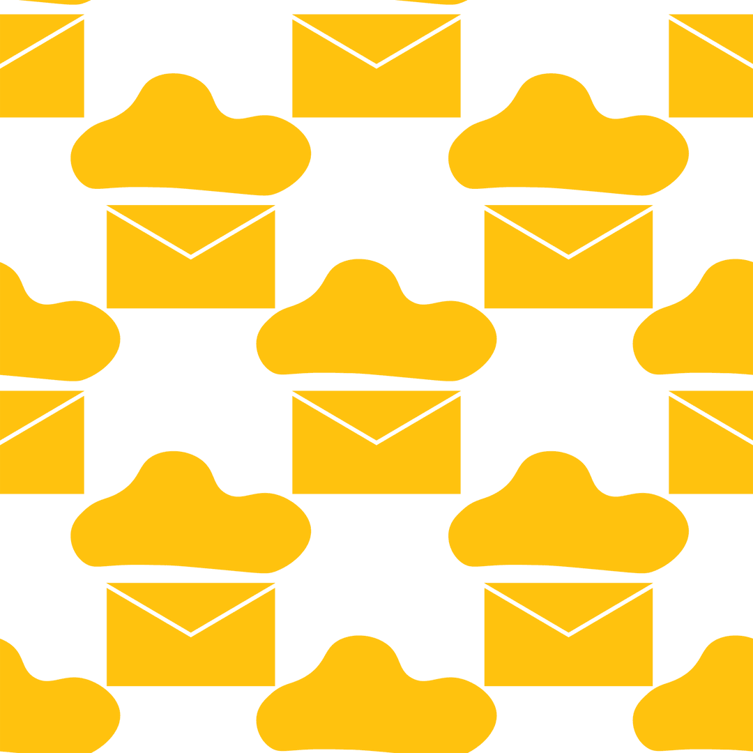 Transparent Pattern of Yellow Letters and Clouds on Background