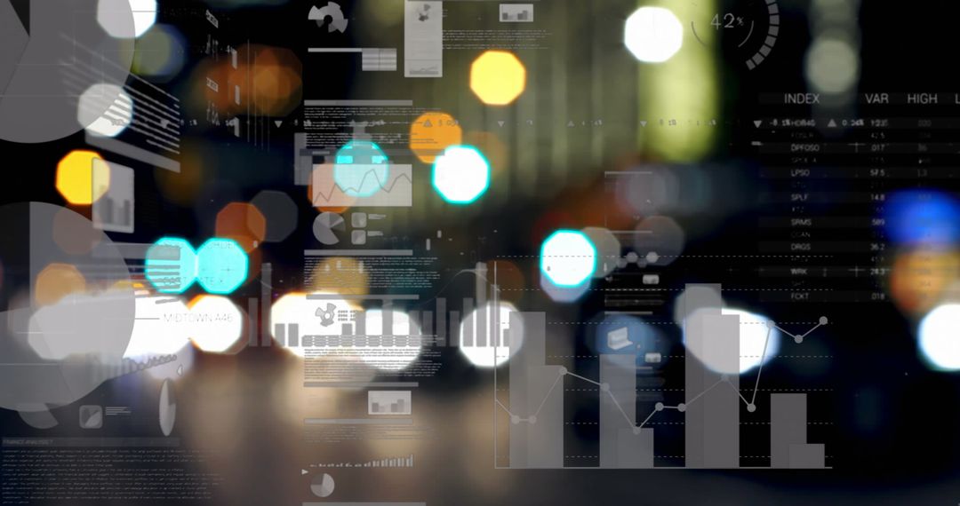 Abstract Digital Data and City Lights in Motion