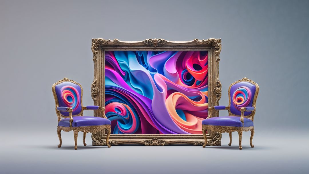 Elegant Frame with Colorful Abstract Art in Luxurious Setting