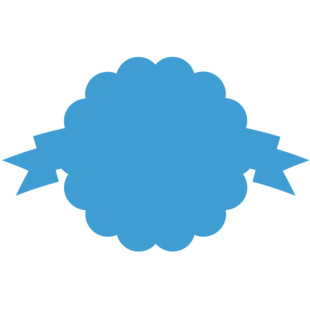 Abstract Blue Emblem with Ribbon on Transparent Background