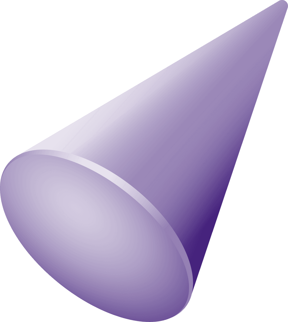 Floating Purple Cone in Smooth Gradient on Transparent Background