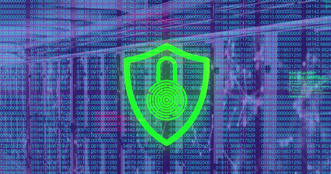 Cyber Security with Digital Lock Icon and Data Overlay