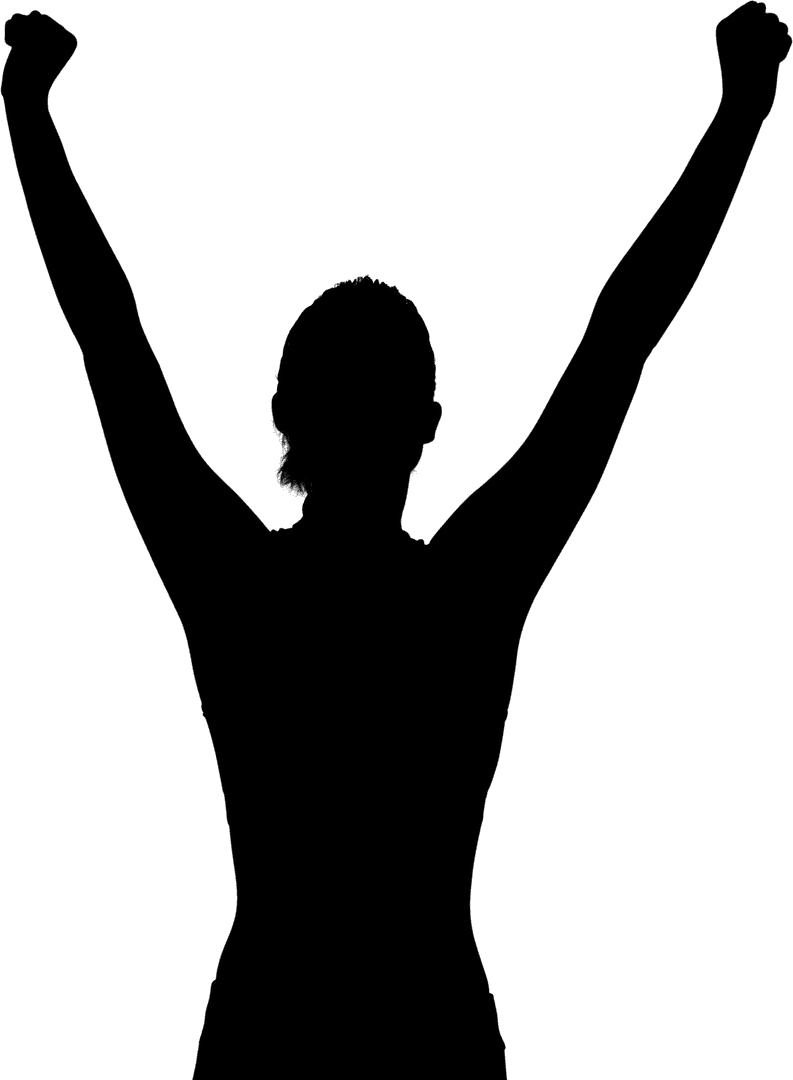 Silhouette of Cheerful Female Athlete with Transparent Background