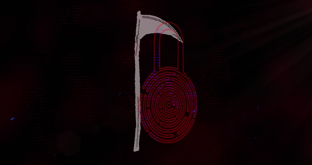 Futuristic Cyber Scythe with Red Fingerprint Labyrinth