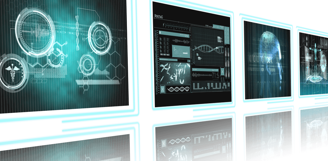 Digital Interface Screens with Sci-Fi Elements on Transparent Background - Download Free Stock Images Pikwizard.com
