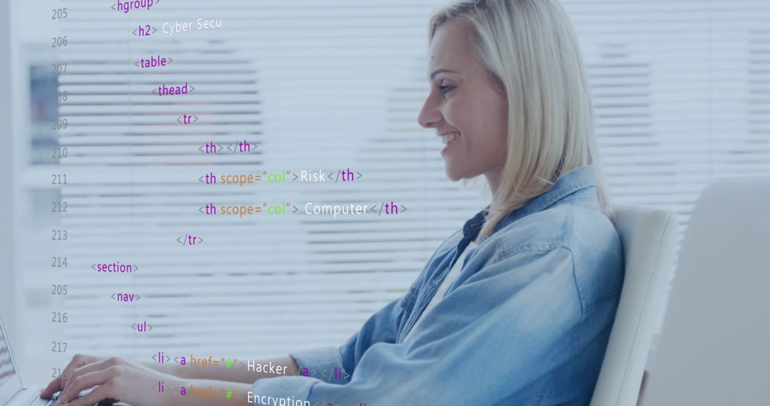 Female Programmer Coding Secure Software at Laptop