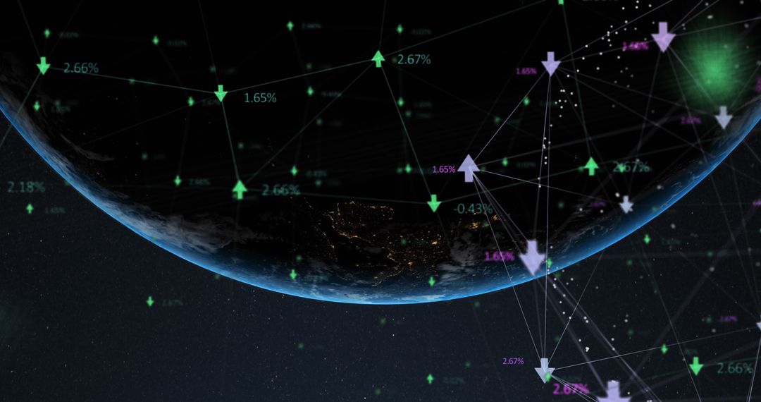 Digital Data Connections Over Earth at Night