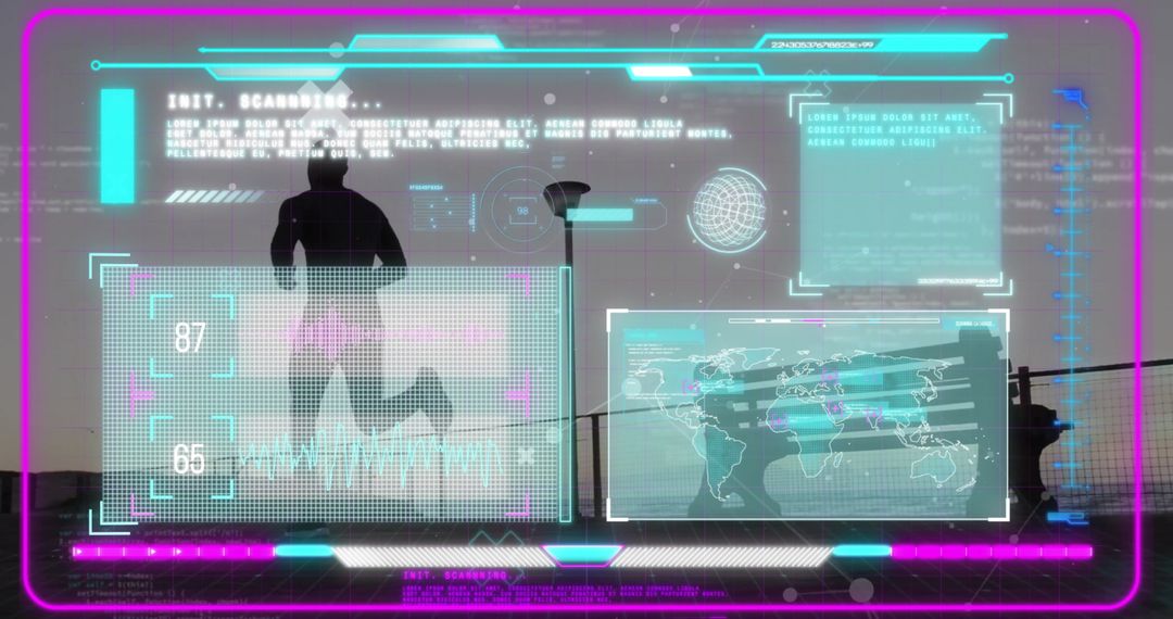 Futuristic Data Interface with Running Athlete