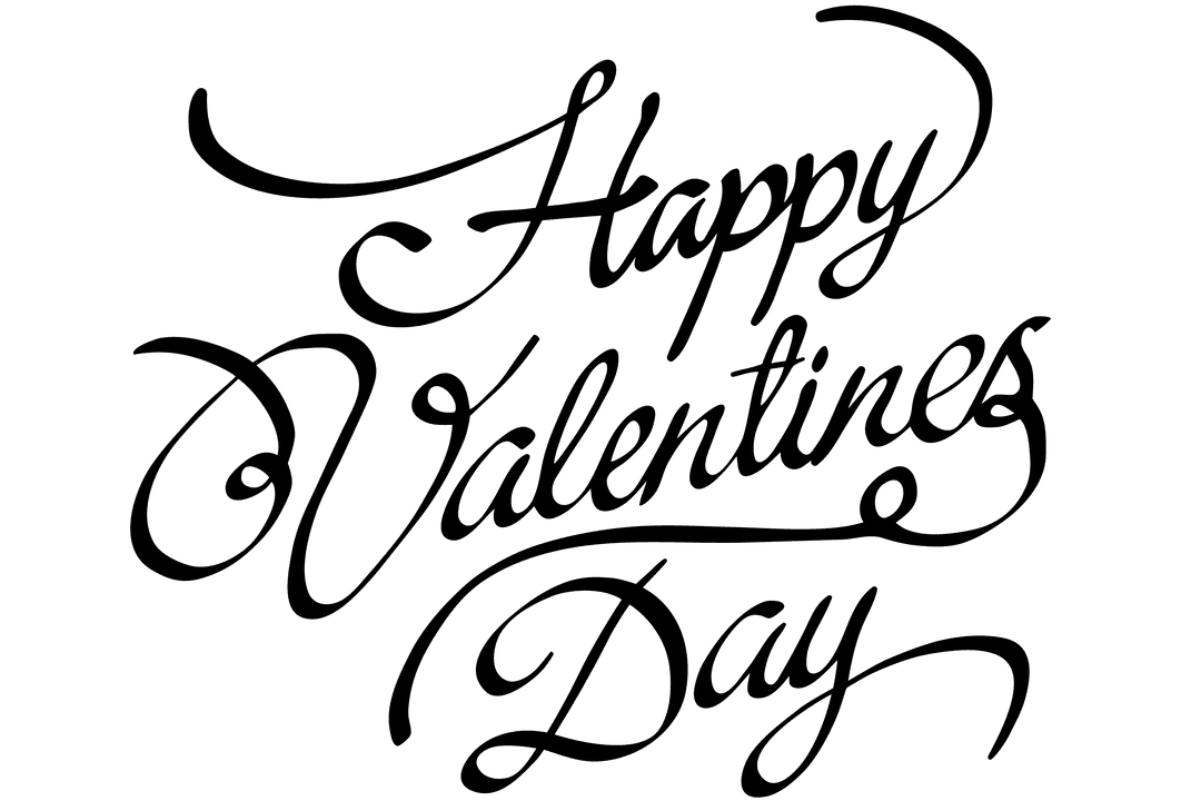 Happy Valentine's Day Text on Transparent Background