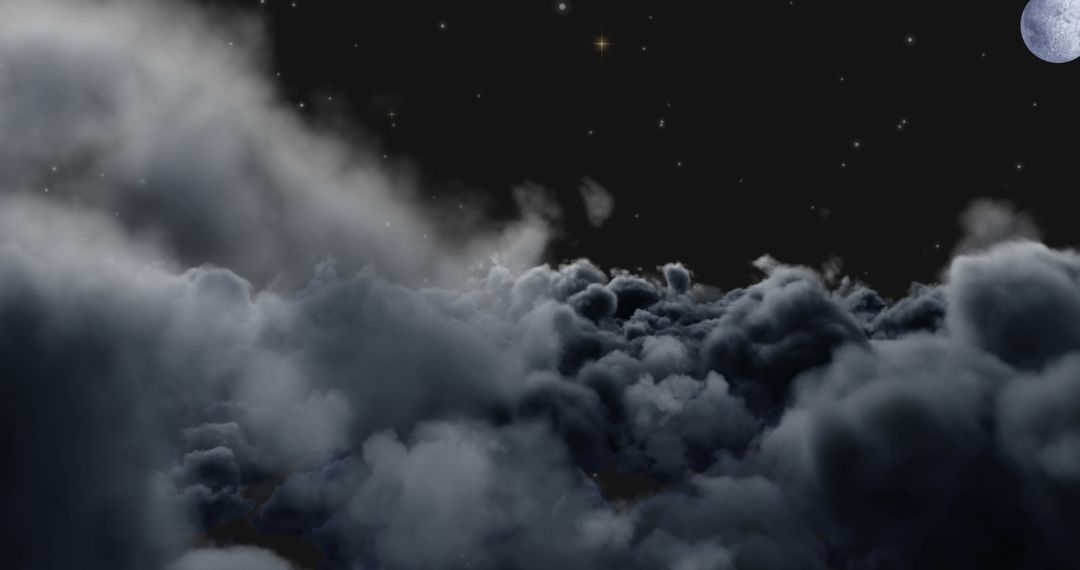 Moody Night Sky with Clouds and Moon