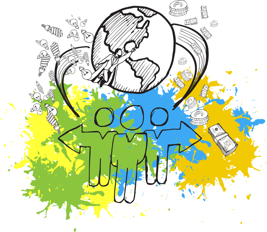 Vibrant Transparent Illustration of Global Connection and Interconnection