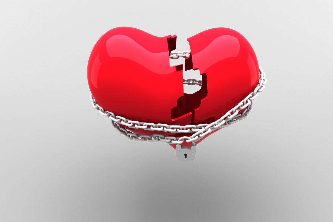 Transparent Red Broken Heart with Chain and Padlock for Valentine's Day - Download Free Stock Images Pikwizard.com