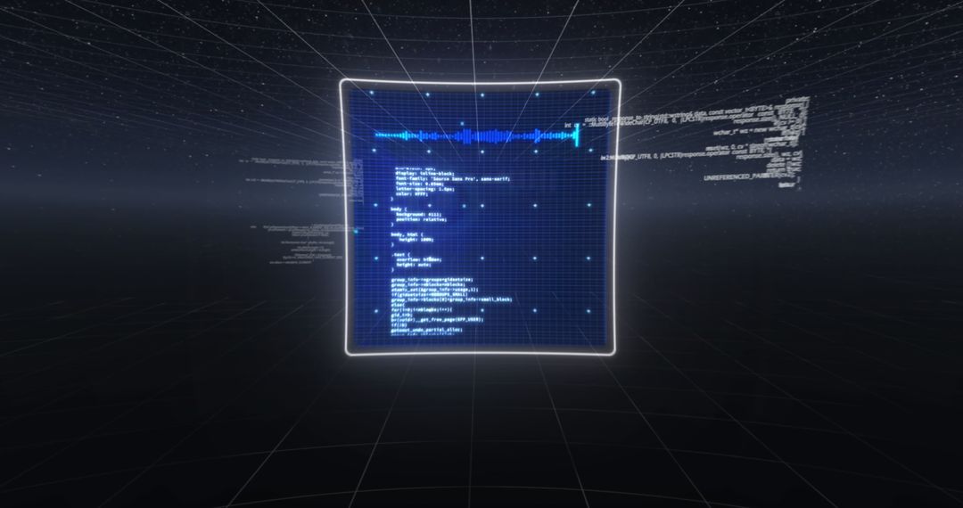 Digital Data Processing Concept with Grid Overlay