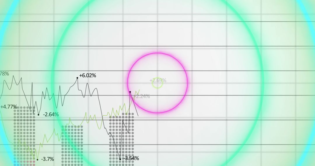 Minimalist Line Graph with Neon Highlighting Rings