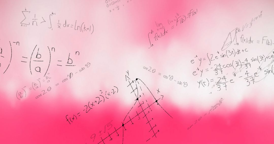 Complex Mathematical Formulas on Pink Abstract Background
