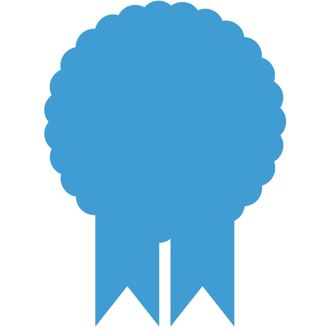Blue Winner Badge on Transparent Background for Reward Concepts