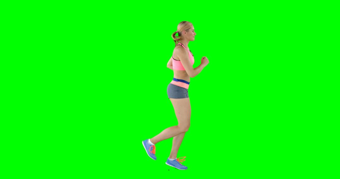 Fit Woman Jogging with Greenscreen Background - Free Images, Stock Photos and Pictures on Pikwizard.com