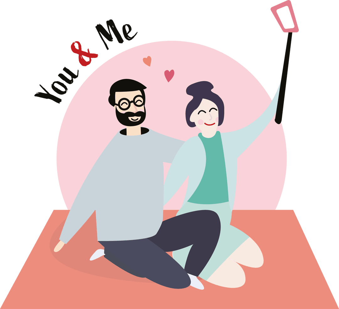 Transparent Romantic Couple Taking Selfie Illustration
